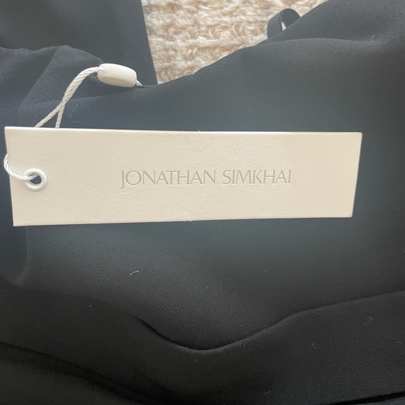 NWT $695 Jonathan Simkhai Rebecca Strapless Pleated Wide-Leg Jumpsuit, Black - Picture 13 of 13